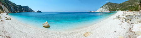 Petani Beach (Kefalonia, Greece). Summer coast panorama.の写真素材