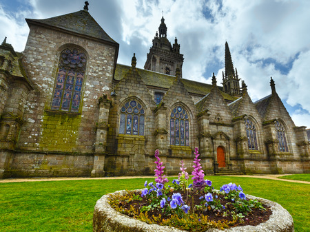 The parish of Saint-Thegonnec. Dating 16-17 century. Brittany, France. Spring view.の写真素材