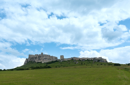 The ruins of Spis Castle or Spissky hrad in eastern Slovakia. Summer view. Built in the 12th century.の写真素材