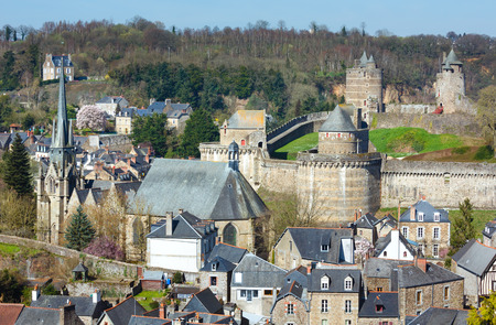 The Chateau de Fougeres (France) spring view. Build in XII-XV century.のeditorial素材