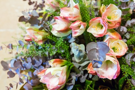 Big  wonderful summer flowers bouquet decorative compositionの写真素材