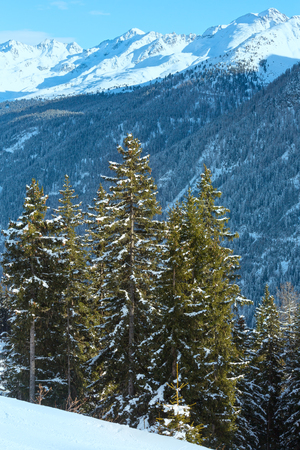 Winter mountain landscape. Kappl ski region in the Tyrolean mountains, Austria.の写真素材