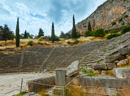 Excavations of the ancient Delphi city along the slope of Mount Parnassus(Greece). The amphitheater.