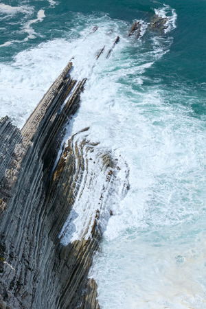 Summer ocean coast view near beach Azkorri or Gorrondatxe in Getxo town, Biscay, Basque Country (Spain).の写真素材