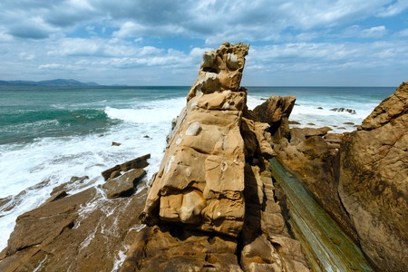Beach Azkorri or Gorrondatxe in Getxo town, Biscay, Basque Country (Spain).の写真素材