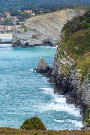 Summer ocean bay coastline view near Gorliz town, Biscay, Basque Country (Spain).の写真素材