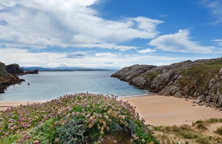 Sandy beach (Spain). Atlantic Ocean coastline landscape.の写真素材
