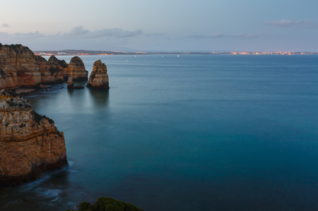 Evening Lagos town summer coastline (Ponta da Piedade, Algarve, Portugal).の写真素材