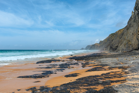 Storm on Castelejo beach (Algarve, Portugal). Summer Atlantic coast.の写真素材