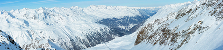 Morning winter Dolomiten mountain landscape, Tirol, Austria. Panorama.
