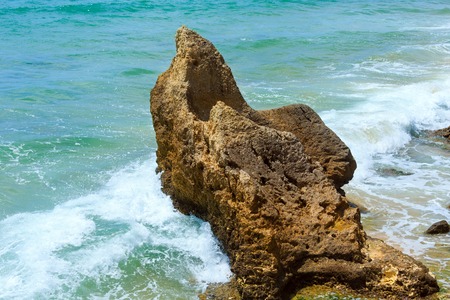 Summer Atlantic rocky coast view (Albufeira outskirts, Algarve, Portugal).の写真素材