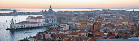 Venice city (Italy) evening top panorama. All people are unrecognizable.の写真素材