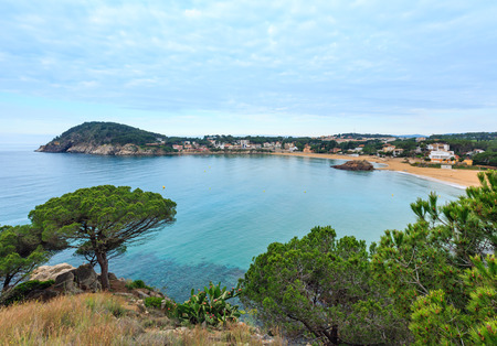 La Fosca beach summer morning landscape, Palamos, Girona, Costa Brava, Spain.の写真素材