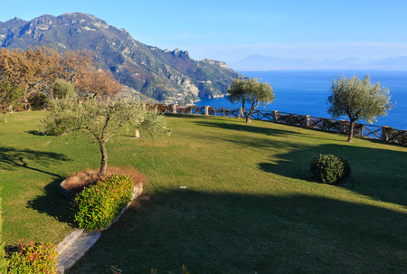 Ravello, Italy - January 12, 2015 : Garden Overlooking sea at Villa Cimbrone in Ravello, Italyのeditorial素材