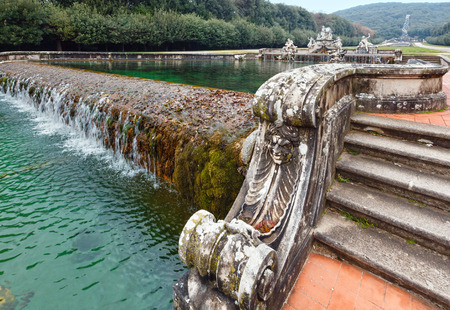 Caserta, Italy - January 10, 2015 :  Group of statues and fountain in the garden at the Royal Palace of Caserta, Campania, Italy.のeditorial素材