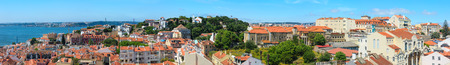 Lisbon city summer top panorama, Portugal. People are unrecognizable. Six shots stitch high-resolution panorama.の写真素材