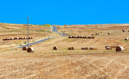 Beautiful landscape of Sicily summer countryside in Italy.の写真素材