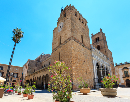 Monreale town Cathedral view, Palermo, Sicily, Italy. One of the greatest extent examples of Norman architecture.のeditorial素材