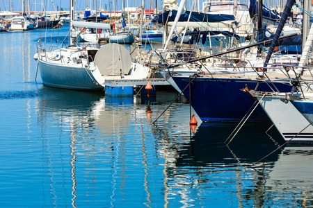 Palermo city yacht port harbor view, Sicily, Italy.
