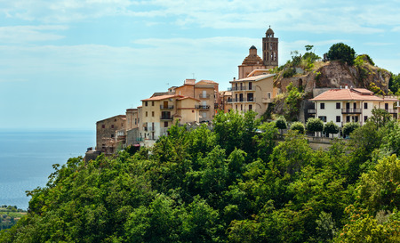 Old Belmonte Calabro town on mountain hill top, province of Cosenza, Calabria, Italy.の写真素材