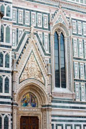 Cathedral of Santa Maria del Fiore (Duomo di Firenze) facade details. Florence the capital city of Tuscany region, Italy.  UNESCO World Heritage Site.の写真素材