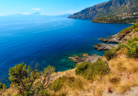 Beautiful Tyrrhenian sea coastline landscape. Not far from Sapri, Campania, Italy.