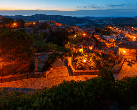 Sunrise old medieval Stilo famos Calabria village view, southern Italy.の写真素材