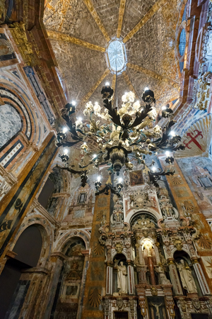Santiago de Compostela, Spain -MAY 14, 2016: Cathedral  church inside interior ceiling view. Building in 12-18th-century.のeditorial素材