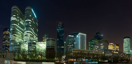 LA DEFENSE, PARIS, FRANCE -  MARCH 27, 2014: Skyscrapers of La Defense night panorama - Modern business and residential area in the near suburbs of Paris.のeditorial素材