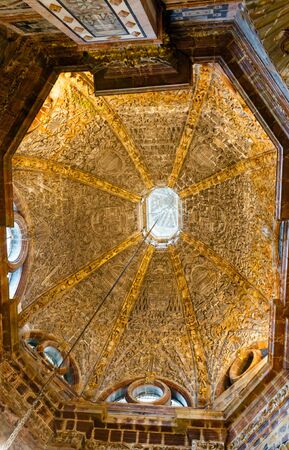 Santiago de Compostela, Spain - MAY 14, 2016: Cathedral  church inside interior ceiling view. Building in 12-18th-century.のeditorial素材