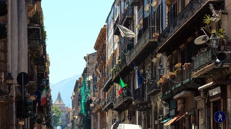 PALERMO, ITALY - JUNE 15, 2017: old town city view, Sicily, Italy.のeditorial素材