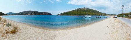 PORTO KOUFO, GREECE - July 25, 2016: Summer sea coast landscape (Porto Koufo beach, Halkidiki, Sithonia).のeditorial素材
