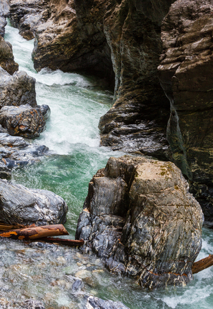 Summer Liechtensteinklamm gorge with stream and waterfalls in Austria.の写真素材