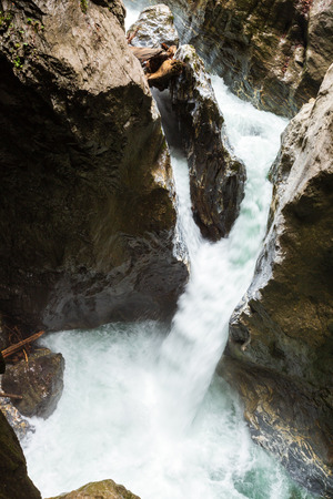 Summer Liechtensteinklamm gorge with stream and waterfalls in Austria.の写真素材