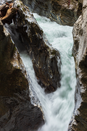 Summer Liechtensteinklamm gorge with stream and waterfalls in Austria.の写真素材