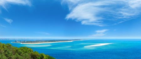 Summer sea coastal landscape of Nature Park Arrabida in Setubal, Portugal. Four shots stitch high-resolution panorama.の写真素材