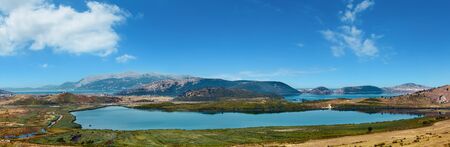 Big salt lake and Vivari channal in Butrint National Park, Albania.の写真素材