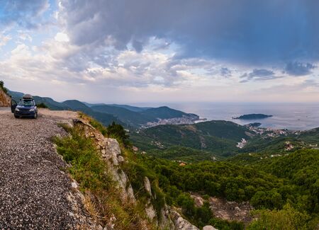 Summer Budva riviera coastline panorama landscape.の写真素材