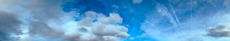 Fluffy clouds in bluet sky panoramic view. Climate, environment and good weather concept sky...