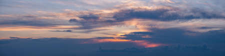 Sunset dusk sky with clouds (high resolution wide background panorama).の写真素材