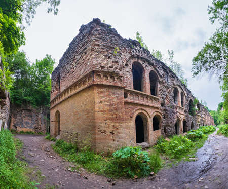 Abandoned Military Tarakaniv Fort (other names - Dubno Fort, New Dubna Fortress) - a defensive structure, an architectural monument of the 19th century, Tarakaniv, Rivne region, Ukraine.の写真素材