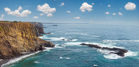 Summer Atlantic ocean coast landscape (near Monte Clerigo beach, Aljezur, Algarve, Portugal)....