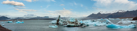 Jokulsarlon glacial lake, lagoon with ice blocks, Iceland. Situated near the edge of the Atlantic...