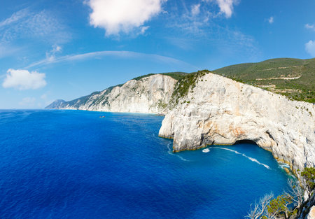 Summer Lefkada Island coastline  (Greece, Ionian Sea) view from up.の写真素材
