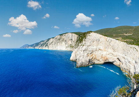 Summer Lefkada Island coastline  (Greece, Ionian Sea) view from up.の写真素材