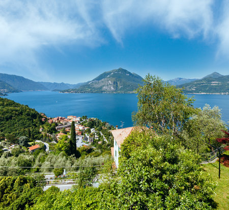 Alpine Lake Como summer  view from mountain top (Italy)の写真素材