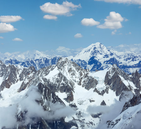 Mont Blanc mountain massif summer landscape(view from Aiguille du Midi Mount,   France )の写真素材