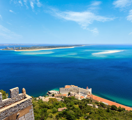 Summer sea coast landscape. View from Nature Park of Arrabida  in Setubal, Portugal.の写真素材