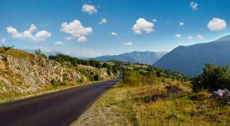 Picturesque summer mountain landscape of Durmitor National Park, Montenegro, Europe, Balkans Dinaric Alps. Durmitor panoramic road.の写真素材