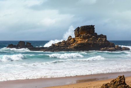 Atlantic ocean landscape. View from Cordoama beach (Algarve, Portugal).の写真素材